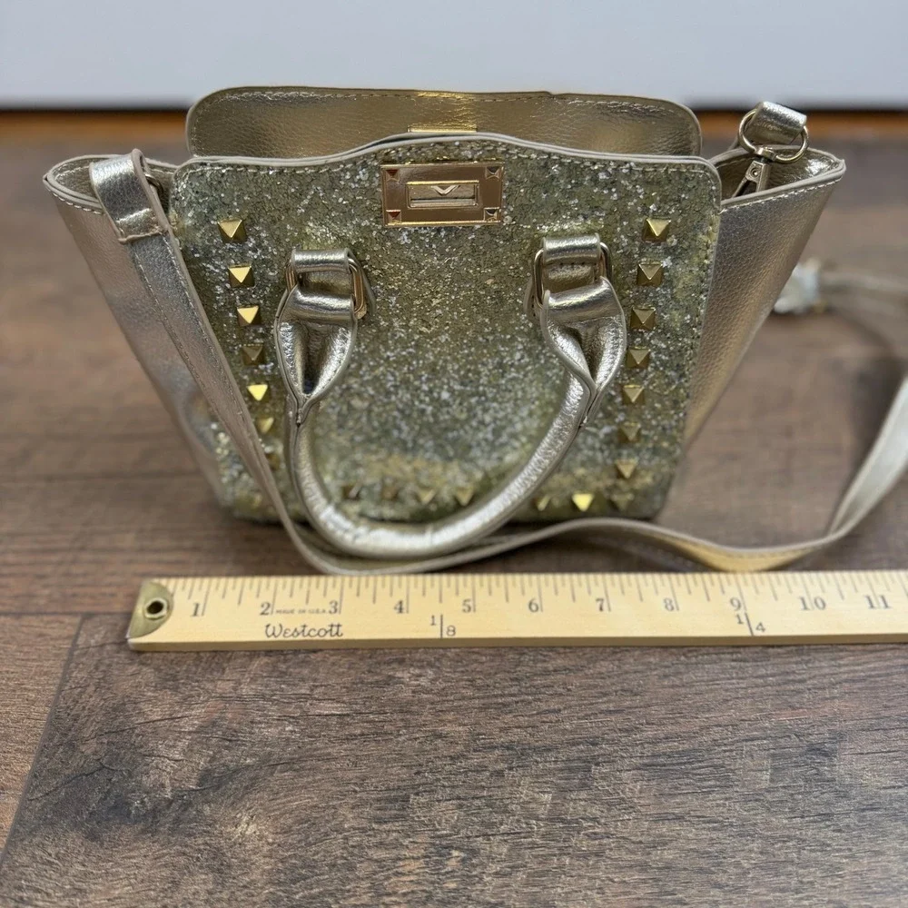 Chloe K New York Gold Glitter‎ Studded Mini Satchel Bag